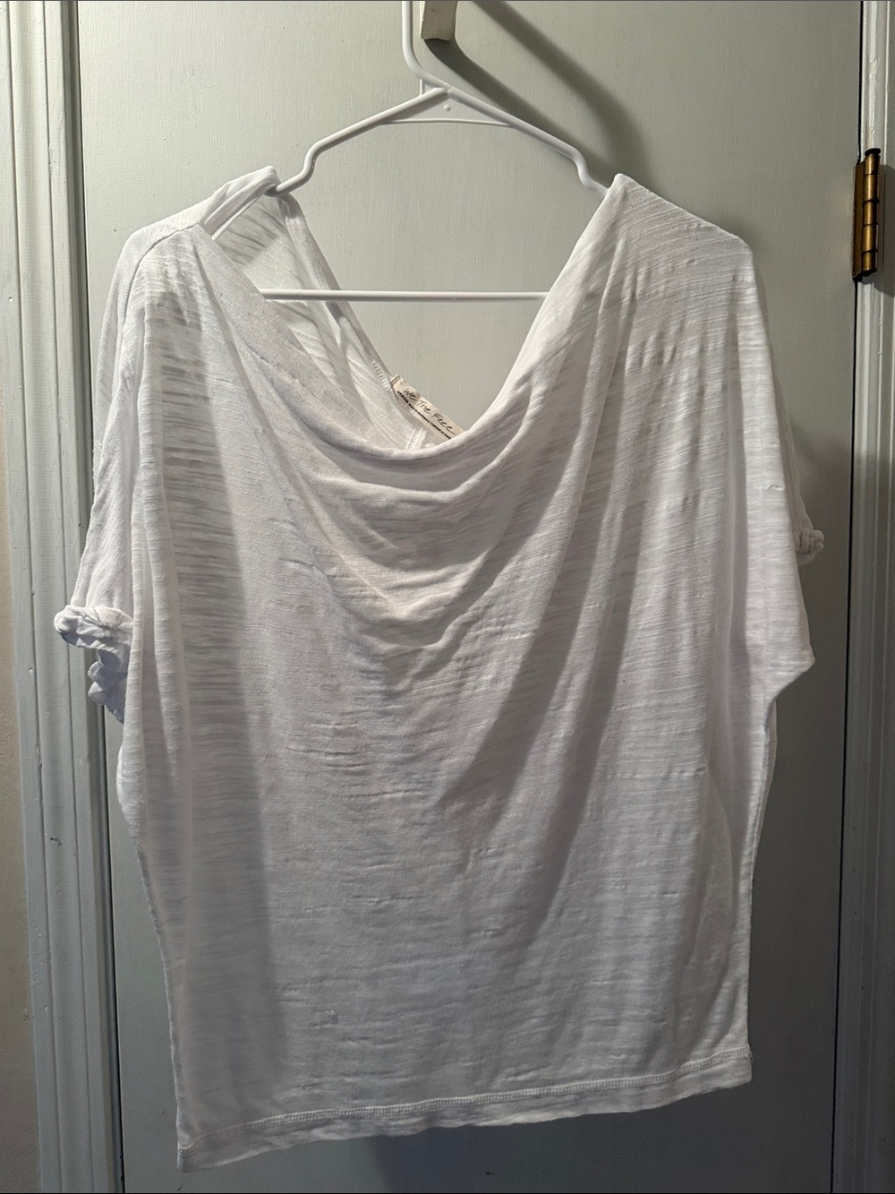 We the Free Women's White Draped Neck Short Sleeve Top